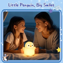 YuanDian Penguin Night Light, Cute Penguin Lamp with Touch Control, Dimmable and 20 Minute Timer, for Children's Room, Penguin Bedside Lamp for Women, Teenagers, Girls, Babies