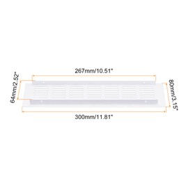 sourcing map Air Vents Cover, 1Pcs 300 x 80mm - Aluminum Alloy Mesh Air Return Vent Cover, Rectangle Louvered Ventilation Grille for Shoe Cabinet Wardrobe (White)