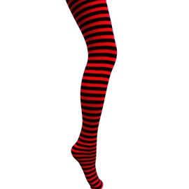 MYSASI Children's Striped Tights Size. 6-8 years. Red and Black.
