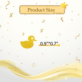 100pcs Duck Confetti, Gold Glitter Duck Table Confetti for Baby Shower, Farm Animal Paper Scatters, Duck Animal Themed Birthday Party Table Decoration
