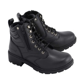 M Boss Motorcycle Apparel BOS49300 Ladies 7 inch Black Rally Style Leather Motorcycle Boots - 5