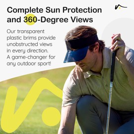 VISTO Sports Visor with See-Through Brim - Visual Clarity, No Glare & Complete UV Sun Protection with 360-Degree Views - 100% Chino Cotton with Adjustable Velcro Closure - Black