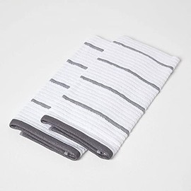 HOMESCAPES Grey Tea Towels 100% Cotton Set of 2 Super Absorbent Lint Free Kitchen Towels, 50 x 70 cm