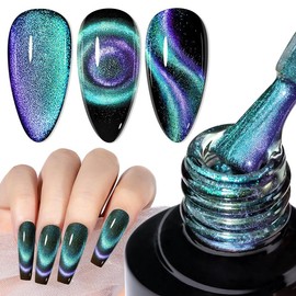 Chameleon 9D Cat Eye Gel Polish 10ml  Holographic Galaxy Cateye Magnetic Magic Home Salon Manicure Set with Stick for Ladies(005) - Color: 9D Silky Cyan