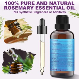 Organic Rosemary Oil for Hair Growth,100% Pure Undiluted Rosemary Essential Oil w/Hair Roller for Scalp & Skin Care,Non-Greesy Hair Growth Oil Serum Hair Loss Treatment for Women Men Eyebrow Eyelash