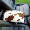 SuperKaKa Furry Cow Print Armrest Cover for Car, Fluffy Cute