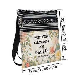 LiuenMgg Bible Quotes Messenger Bag Small Ethnic Pattern Printed Adjustable Strap Crossbody Zipper Bag Phone Bag Wallet Cute Shoulder Handbag for Christians Women -2