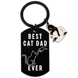 UVIBEW Cat Dad Gifts For Men Cat Keychain For Dad Cool Keychains Birthday Gift For Cat Daddies Gifts For Cat Lovers Men Christmas Father's Day Thanksgiving Keychain Souvenirs For Father