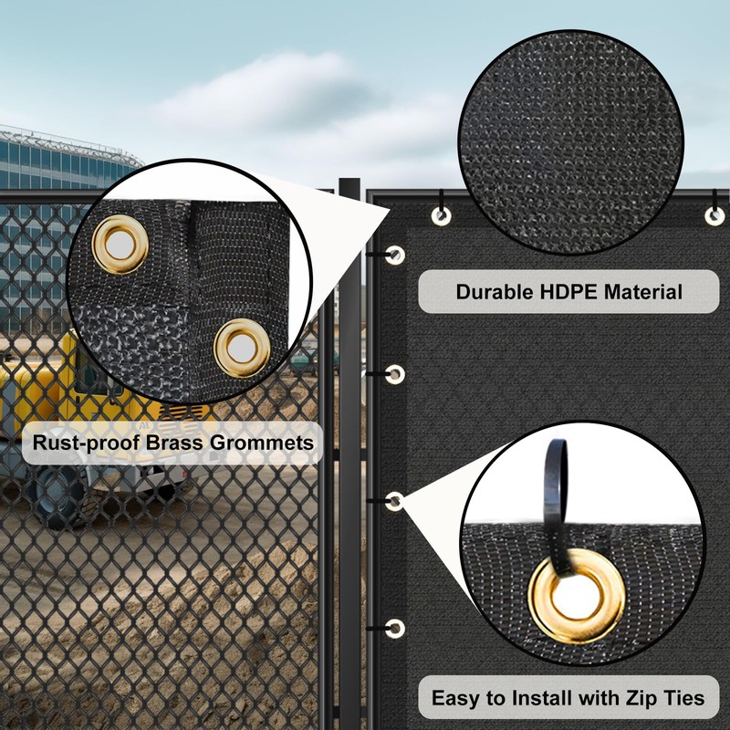 UPGRADE Privacy Screen Fence Customized 6x22 FT Black Outdoor HDPE