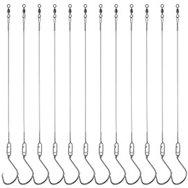 Saltwater Circle Hook Rigs,Steel Fishing Wire Leaders Rig with Offset Circle Hooks Catfish Hooks Rig Pre-Rigged Fishing Leader Hook Rigs for Bass Catfish