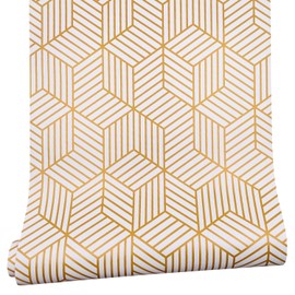 Yifely Golden Stripes Drawer Liner Self-Adhesive Shelf Covering Paper Waterproof Protect Furniture Countertop Surface 17.7 Inch by 9.8 Feet