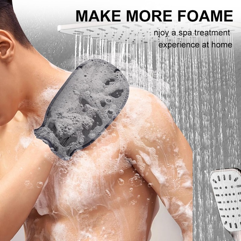 Back Scrubber for Shower, Double-Sided Back Exfoliating Washcloth with Handles,