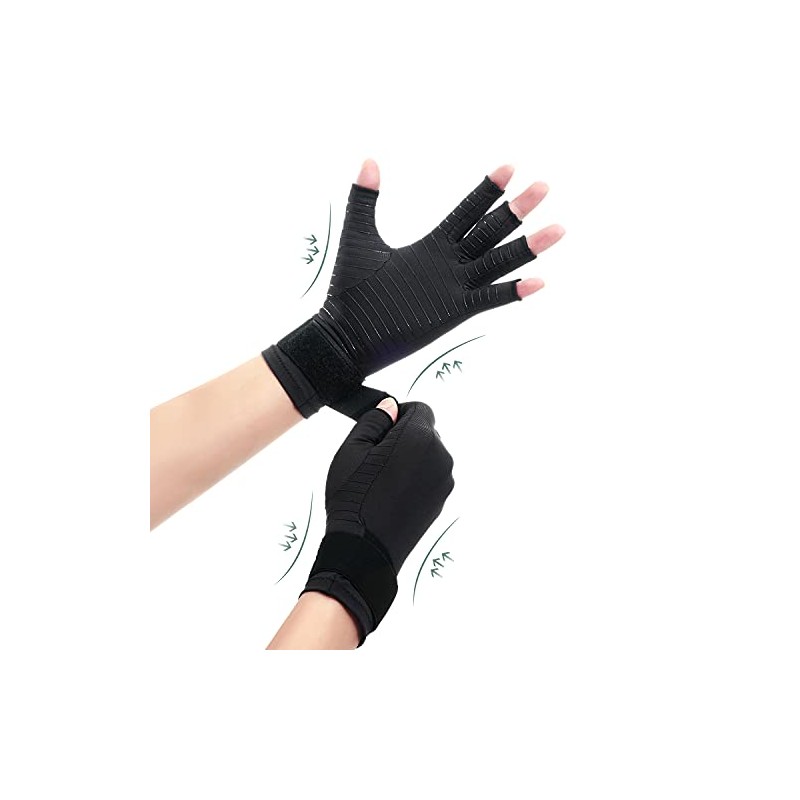 Copper Compression Arthritis Gloves with Strap, Best Copper Infused Glove