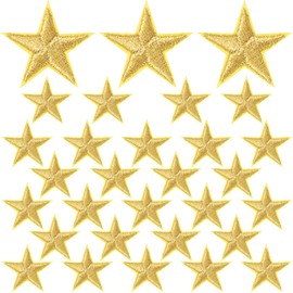 ANCIRS 30 Pcs Star Patches - Iron On, Sew On, Applique Embellishments for Hats, Clothes, Jackets, Backpacks, Crafts, Decoration (Gold, 1")