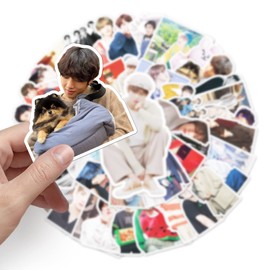 Kpop BTS Stickers for Laptop (50 Pieces), Gift for Children, Teens, Adults, Boys, Kpop Boygrou Stickers, Waterproof Vinyl Stickers for Scrapbooking, Skateboard, Car, Luggage
