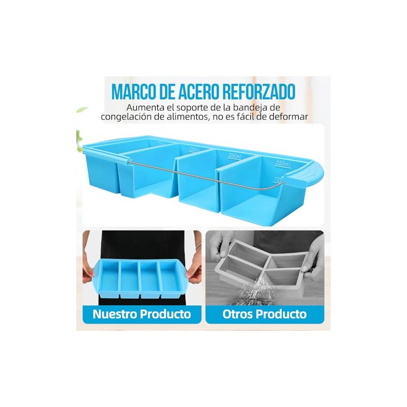 SlowTon Bandejas de Silicona para Congelador Hielo y Sopa, 2/4