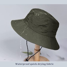 MAKFORT Army Green Unisex Beach Sun Hat Waterproof Bucket Cap Foldable Fisherman Hats Bucket Hat Summer Rain Hat for Camping Walking Hiking