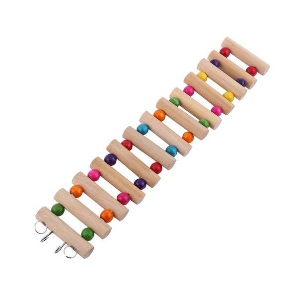 Parrot Ladder, Wooden Ladder with Colorful Beads Steps Climbing Bridge