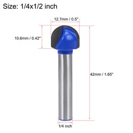 uxcell Router Bit 1/4 Shank 1/2 Cutting Dia. Core Box 2 Flutes Carbide Tip for Carpentry Woodworking Milling Cutter Tool