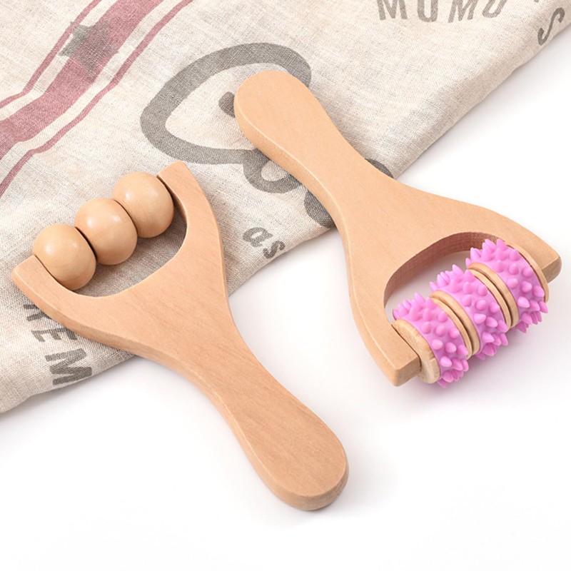 3-Piece Wooden Massager, Roller Massager, Portable Massager, Manual Massager, Multifunctional