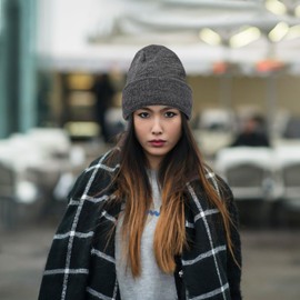 LINSOCLE Women's Winter Warm Beanie Hat, Women's Cuffed Beanie, Unisex Warm Knitted Hat Satin Lined Thermal Winter Hat, darkgray