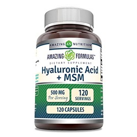 Amazing Formulas - Suplemento de cido hialurnico y MSM de 500 mg, 120 cpsulas  Sin OMG  Sin gluten  Fabricado en Estados Unidos                       