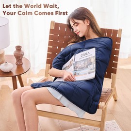 Weighted Lap Blanket for Adults 7lbs, 24"x29" Cooling Heavy Blanket, Portable Travel Weighted Blankets, Soft Small Blankets for Sleeping, Navy Blue