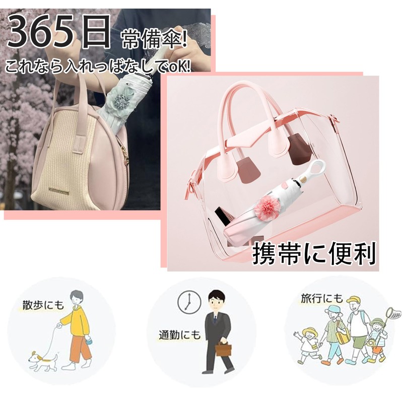 Stylish Compact Folding Gradient Umbrella Ring Handle [Flower] [One-touch Automatic