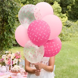 xo, Fetti Pink Floral Latex Balloons - 24 pk, 12" | Bachelorette Decorations, Coquette Birthday Party, Garden Party Decor, Tea Girl Baby Shower Supplies