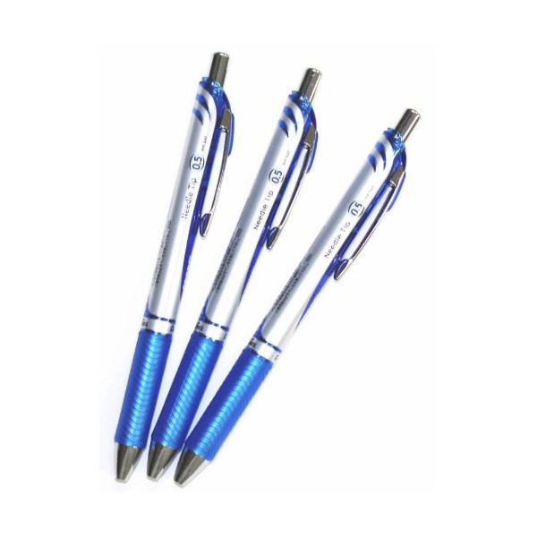 Pentel Energel Deluxe RTX Retractable Liquid Gel Pen, 0.5mm, Fine Line, Needle Tip, Blue Ink-value Set of 3(with Values Japan Original Discription of Goods)