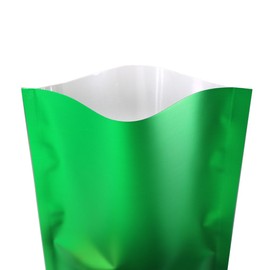 QQ Studio Clear Open Top Colored Metallic Mylar Bag (100 Pack) (Green, Open | 2.8" x 3.9")