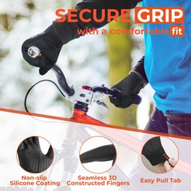 HANDLANDY Winter Running Gloves for Men Women, Thermal Liners Anti-Slip Touchscreen Gloves, Windproof Cold Weather Gloves for Cycling Biking Sporting, XL
