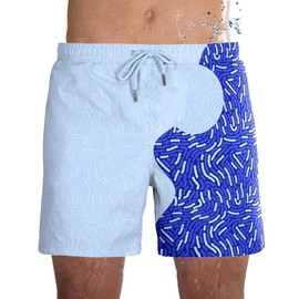 Nemopter Men's Colour Changing Swim Shorts, Temperature Changing Funny for Men Swimwear Beach Shorts for Summer, Blue01, XL