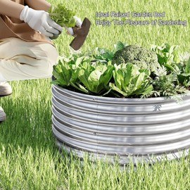 CATMANOR 5 Pack 2x2FT Round Corrugated Galvanized Steel Raised Garden Bed Outdoor, Metal Above Ground Garden Bed for Vegetables and Flowers, Raised Beds for Gardening-2x2FTx10Inch