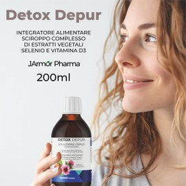 Detox Fegato e Intestino Depur Liquido 200 ml Drenante Naturale con Cardo Mariano Carciofo Finocchio Echinacea Papaia Selenio Vitamina D3 per Pancia Sgonfia Made in Italy
