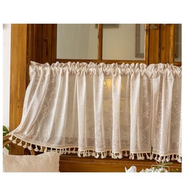 Cafe Curtain, Small Window, Curtain Tension Rod, 17.7 inches (45 cm) Length/23.6 inches (60 cm) Length, Mini Sheer, Lace, Cute, Kitchen Storage Shelf, Blindfold, Cloth, Washroom, Decoration, Room