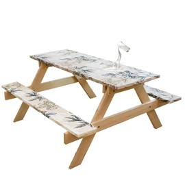 96x30 Picnic Table Cover with Bench Covers Waterproof Elastic Floral Fitted Outdoor Picnic Table Covers Set For 8ft 3 Pieces Washable