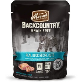 Merrick Backcountry Grain Free, Real Meat, Wet Cat Food, Real Duck Recipe Cuts, Protein Rich Morsels in Gravy, Adult Cats, 3 Ounce Each Packet (Pack of 6)