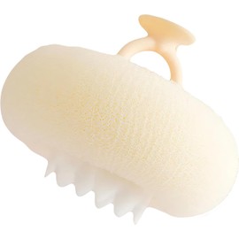 Esponja de ducha súper suave con ventosa en forma de girasol. Lo nuevo 2025: exfoliante y esponja 2 en 1 para hombre y mujer. (Beige, Grande)