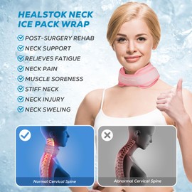 Neck Ice Pack Wrap,Cervical Ice Pack,Cold Compress Ice Packs for Neck Injuries Reusable Cold & Hot Therapy Adjustable Flexible Gel Migraine Ice Head Wrap for Neck Pressure (Pink)