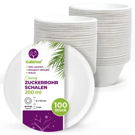 GoBeTree 100 Sugar Cane Paper Bowls 200 ml Disposable Bowls Soup Bowls Paper Bowls Biodegradable Soup Bowl Party Tableware Wedding Picnic