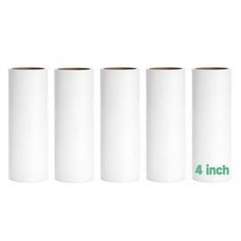 5 Pack 4 Inch Lint Roller Refills, 60 Sheets Per Roll - 300 Total Sheets | Sticky Adhesive Lint & Pet Hair Remover for Clothes, Furniture, Car Seats & Bedding (5, 4 Inch)