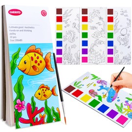JZILU Watercolor Coloring Book, Paint with Water Books for Kids, Mini Watercolor Paint Pad, Arts and Crafts for Girls Ages 4-8, Travel Kit Easter Basket Stuffers
