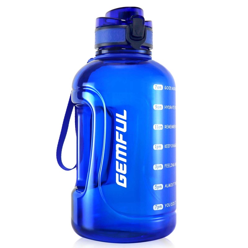 GEMFUL 2L Half Gallon Water Bottle with Time & Handle