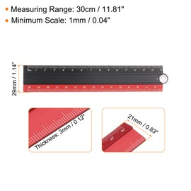 sourcing map 2pcs Folding Straight Ruler 30cm Metric Aluminum Alloy Protractor Foldable Angle Ruler Geometric Measuring Tool with Angle Line for Architects Artists Office, Black Red/Blue Green