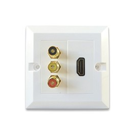 C4A HDMI and Phono Wall Plate/Faceplate - Plug and Play No Soldering/HDMI and 3x AV Phono Sockets