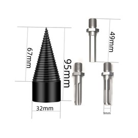 Changyeah Step Drill, Firewood Splitter Drill with 3 Drill Handles, Wood Cutter, Firewood Splitter, Steel Cone Drill, High-Speed, Compatible with Drill