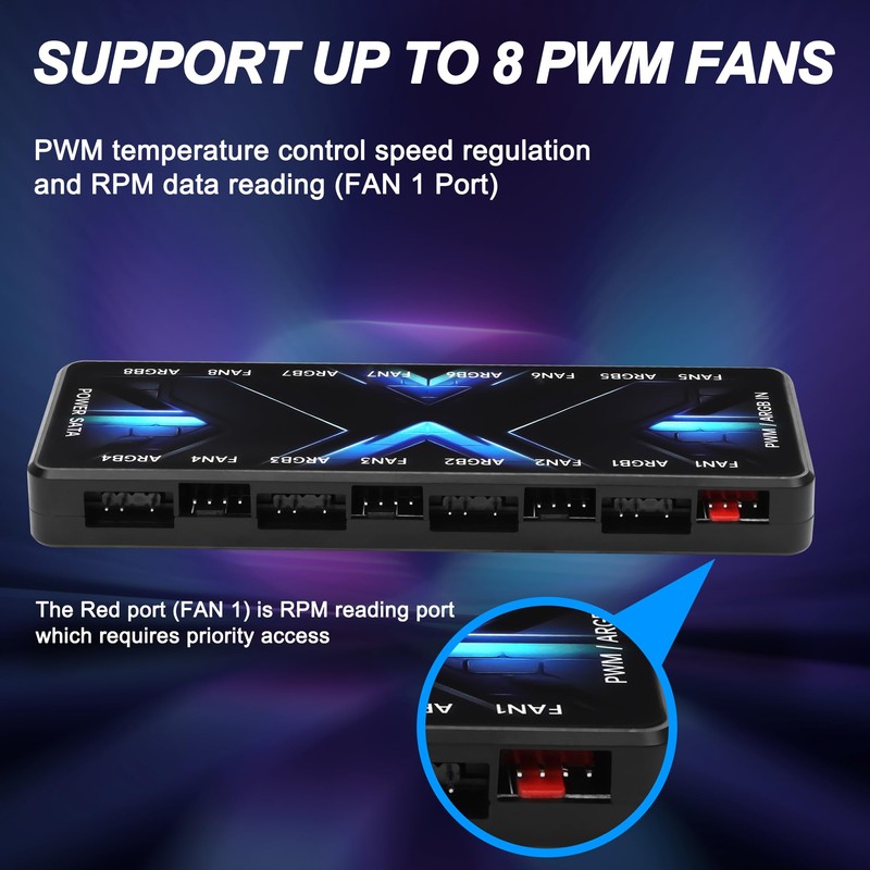 MEIRIYFA ARGB PWM Controller Hub 12V 4Pin PWM & 5V