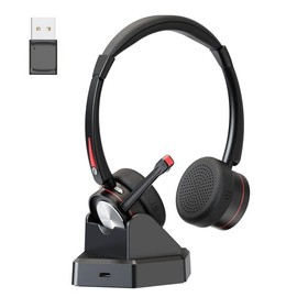 Beebang Bluetooth Headset with Microphone for PC, Wireless Headset with Mic & Mute Button, 40 Hrs Working Time, Noise Cancelling Bluetooth Headset 5.2 for Work Office Laptop Teams Business Meeting