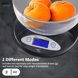 Smart Weigh Digital  Food Kitchen Scale with Bowl,11lb x 0.1oz / 5000 x 1grams